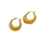 Vintage Stainless Steel Hollow Hoop Earrings