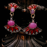 RETRO FAN SHAPED EARRINGS_CWAJE1111
