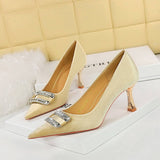 SHALLOW POINTED TOE DIAMOND BUCKLE HIGH HEELS_CWSHH0090