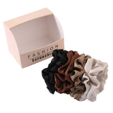 8PCS BOX SATIN SCRUNCHIES FOR FALL HAIR ACCESSORIE_CWAHA0405