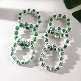 ST PATRICKS DAY WHITE WOOD BEAD BRACELET SET_CWMM3505