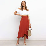 ONE PIECE LACE UP LONG SKIRT SOLID COLOR SKIRT_CWAB4800