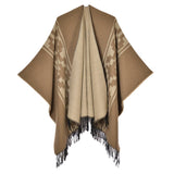 SIMPLE TASSEL GEOMETRIC CROSS RIBBON SHAWL_CWASC0958