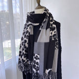 LEOPARD COLORBLOCK SCARF WARM TASSEL WINTER WRAP_CWASC1458