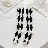 New Large Diamond Retro Mid-Tube Socks_Cwms0658