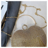 TASSEL SHINY HEART BAG DIAMOND BAG CLUTCH BAG_CWAB3250