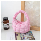 STYLISH PLAID PUFFY CLOUD HANDBAG MINI TOTE_CUAB00506