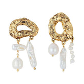 Trendy Gold Cloud Pearl Stainless Steel Earrings