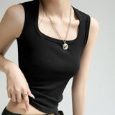 PURE COTTON VEST BOTTOMING CAMISOLE BASIC TANK TOP_CWTTK0793