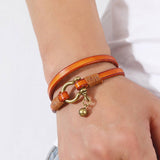 CREATIVE RETRO TWO CIRCLE MENS LEATHER BRACELET_CWMM4507