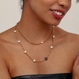 PEARL PENDANT CHAIN LAYERED NECKLACE_CWMM3627