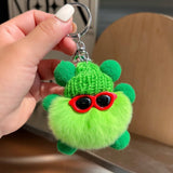 CUTE RABBIT FUR BRIQUETTES CAR KEYCHAIN PENDANT_CWMM2480