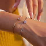 18K GOLD PINK ZIRCON ROUND BRACELET NO FADE_CWAJE4713