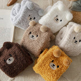 EMBROIDERED CARTOON BEAR LINT FREE SOCKS_CWMS0800