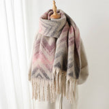 Zigzag Color Stripe Fringe Scarf For Winter_Cwasc2761