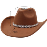 Western Ethnic Felt Cowboy Fedora Hat_Cwah04374