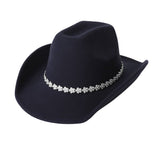 RHINESTONE WOOL FELT WESTERN COWBOY FEDORA HAT_CWAH3637