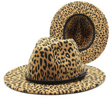 LEOPARD PRINT WOOLEN HAT WIDE BRIM JAZZ HAT_CWAH2534