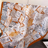 Vintage Stamp Herringbone Linen Feel Scarf_Cwasc03304