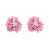 HANDMADE FABRIC FLOWER STUD EARRINGS MINIMALIST_CWMM6257