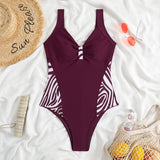 Womens Zebra Striped One Piece Swimsuit