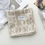 Floral Cotton Linen Square Scarf For Women_Cwasc1413