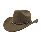 MEN WOMEN SUEDE COWBOY FEDORA ETHNIC DESIGN_CWAH04420