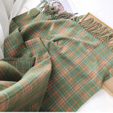 PLAID FAUX CASHMERE SCARF COZY FRINGE WINTER WRAP_CWASC1459