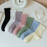 SOLID COLOR RUFFLED ALL MATCH SOCKS_CWMS0901