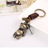 MOVABLE CARTOON BEAR LEATHER KEYCHAIN_CWMM4700