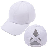 CROSS PONYTAIL BASEBALL CAP VISOR RETRO PEAKED CAP CWAH1220