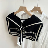 KNIT KNOT SHAWL STRIPED COLLAR WRAP FOR WOMEN_CWASC0848