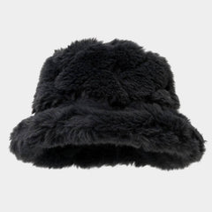 Faux Rabbit Plush Bucket Hat Women Winter_Cwah04622