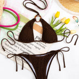 SOLID COLOR BIKINI SET SEXY CUTOUT SWIMSUIT_CWMW0708