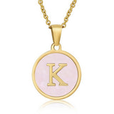 ROUND 18K GOLD STAINLESS STEEL 26LETTERS NECKLACE_CWAJE0683
