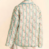 STRIPED FLORAL PRINT LOOSE QUILTED JACKET_CWOJA1552