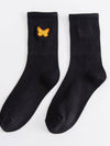 BUTTERFLY EMBROIDERY CREW SOCKS FOR WOMENS_CWMS085