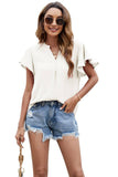 V Neck Fly Sleeve Short Sleeve Chiffon Top_Cwtsts0214