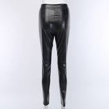 Tapered Zipper Casual Pencil Pu Leather Pants