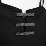 FRENCH STYLE SHINY BOW MINI DRESS CHIC LOOK_CWDMD5807