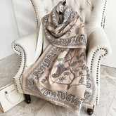 PRINTED TASSEL SHAWL BLANKET SCARF FOR OFFICE FALL_CWASC0191