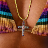 COLORFUL ZIRCON CROSS PENDANT NECKLACE VERSATILE_CWMM6961