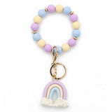 RAINBOW TASSEL KEYCHAIN WITH COLORFUL BEAD BRACELET_CWAB5071