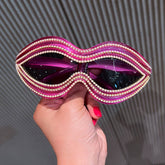 ONEPIECE SPECIALSHAPED MOUTH PEARL LINE SUNGLASSES_CWASG0763