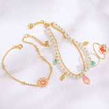 Womens Hollow Flower Handmade Beaded Bracelet