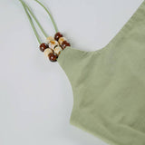 Vintage Beaded Halter Strap Design Sexy Halter