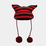 Trendy Little Devil Contrast Striped Knitted Hat_Cwah2129