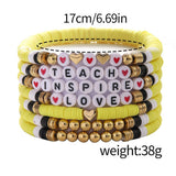 LOVE APPLE LETTER SOFT CLAY ELASTIC BRACELET SET_CWMM3537