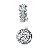 3 GEM CZ BELLY RING SURGICAL STEEL PIERCING_CWMM9174