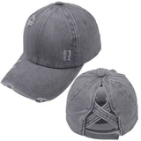 CROSS PONYTAIL BASEBALL CAP VISOR RETRO PEAKED CAP CWAH1220